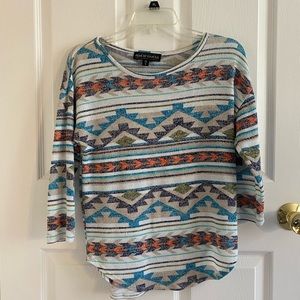 Cute Aztec Patterned Knit Top